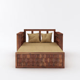 Sofia Solid Sheesham Wood 2 Seater Sofa Cum Bed (Natural Finish)
